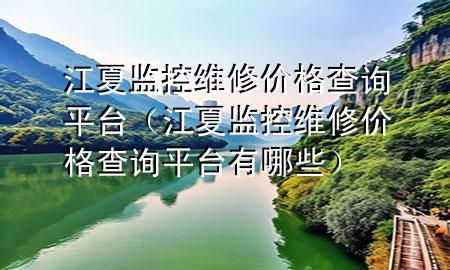 江夏监控维修价格查询平台（江夏监控维修价格查询平台有哪些）